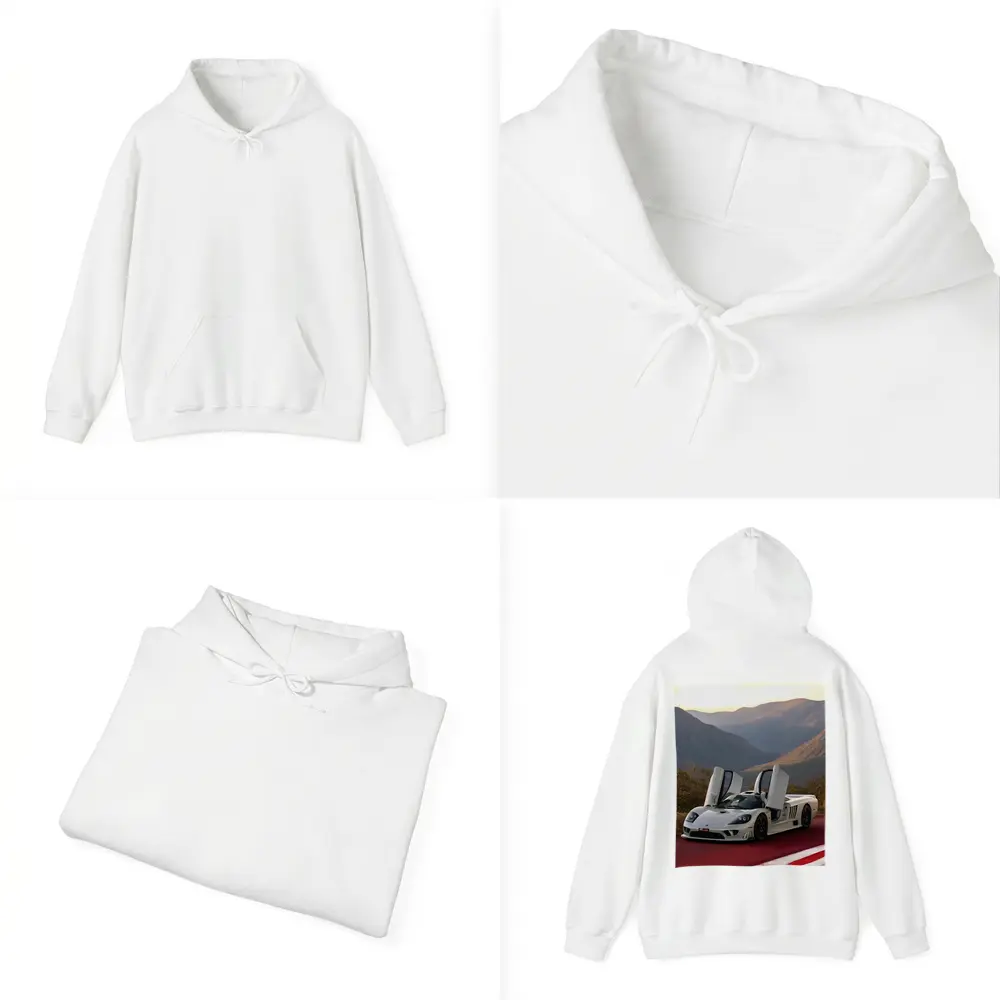 Saleen S7 White Supercar Mountain Backdrop – Hoodies