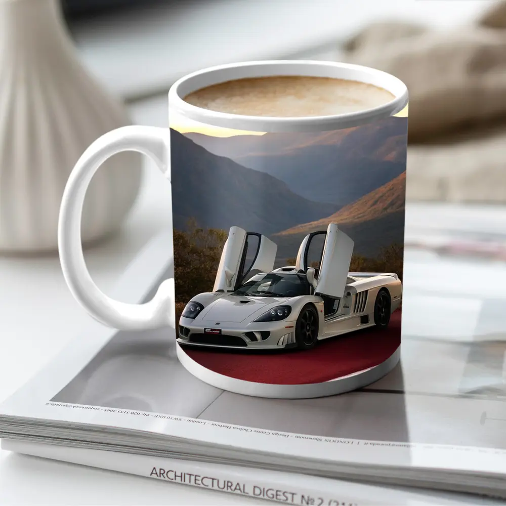 Saleen S7 White Supercar Mountain Backdrop – Mugs
