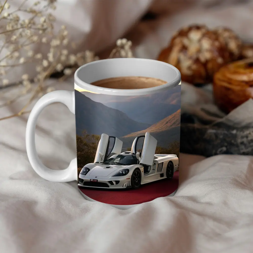Saleen S7 White Supercar Mountain Backdrop – Mugs