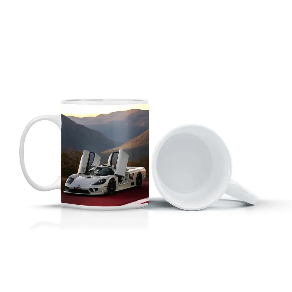 Saleen S7 White Supercar Mountain Backdrop – Mugs