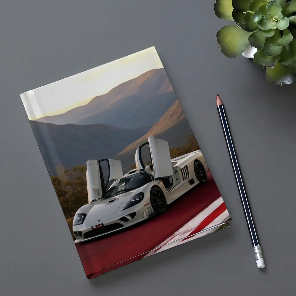Saleen S7 White Supercar Mountain Backdrop – Notebooks