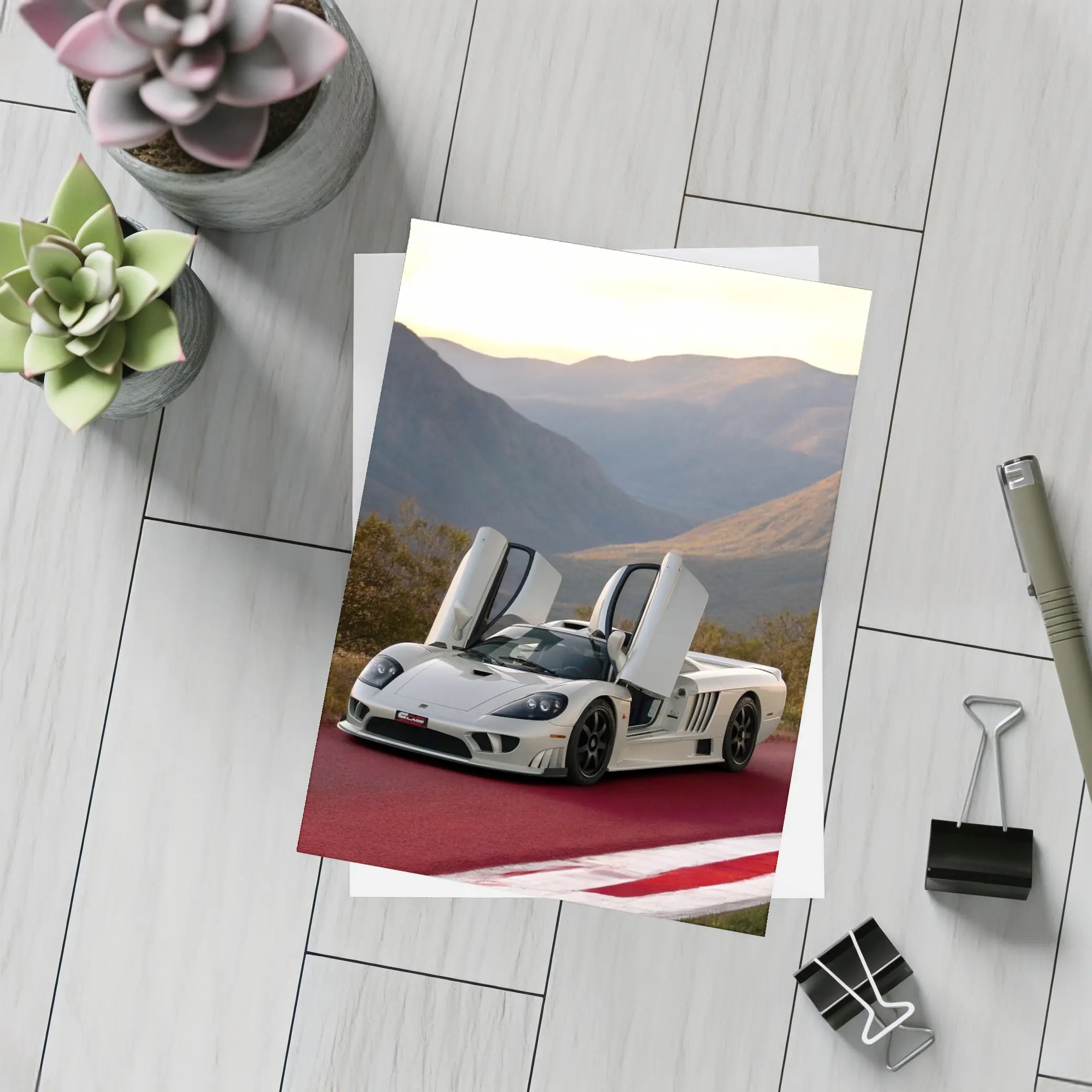 Saleen S7 White Supercar Mountain Backdrop – Postcards
