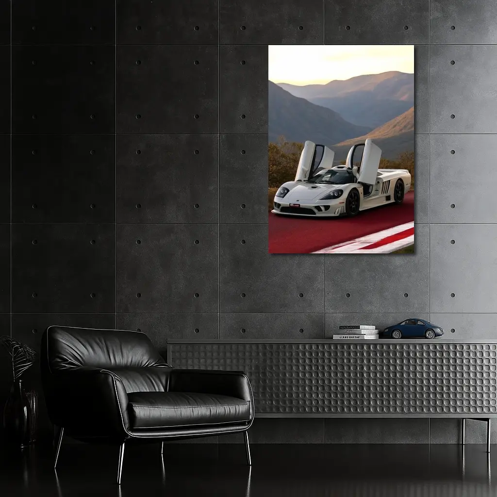 Saleen S7 White Supercar Mountain Backdrop – Wall Art