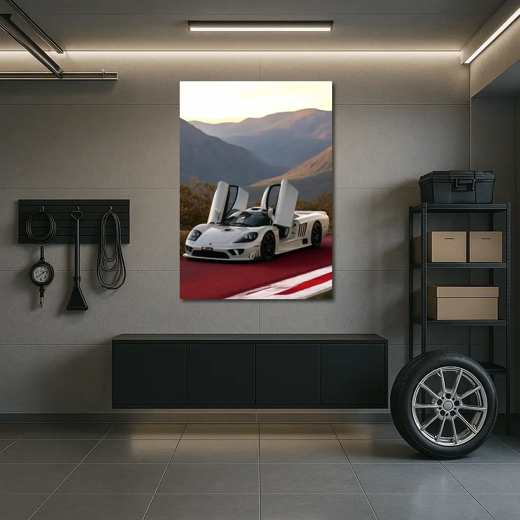 Saleen S7 White Supercar Mountain Backdrop – Wall Art
