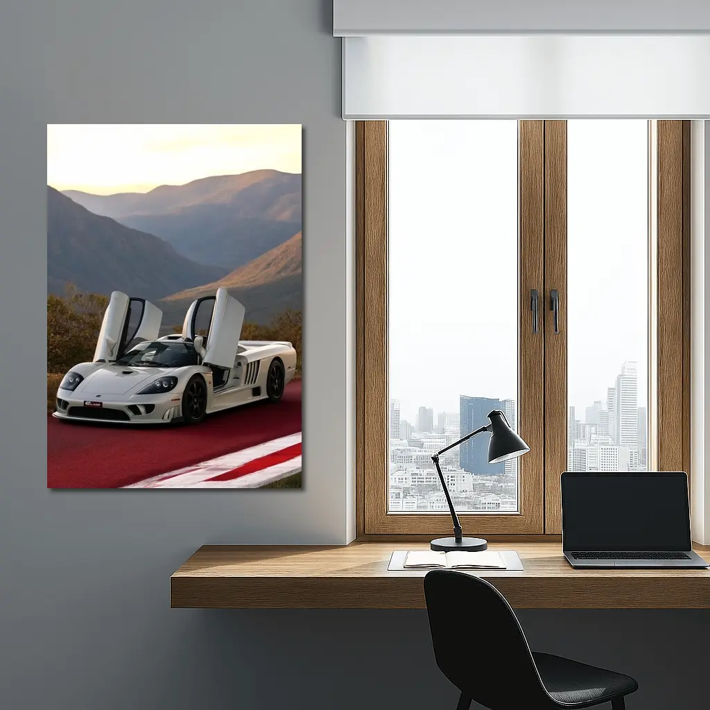 Saleen S7 White Supercar Mountain Backdrop – Wall Art