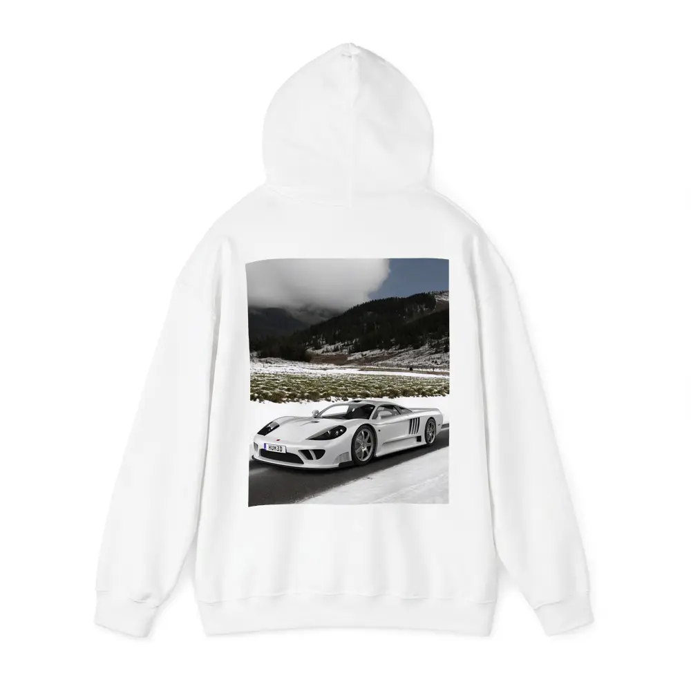 Saleen S7 White Supercar Snowy Road – Hoodies