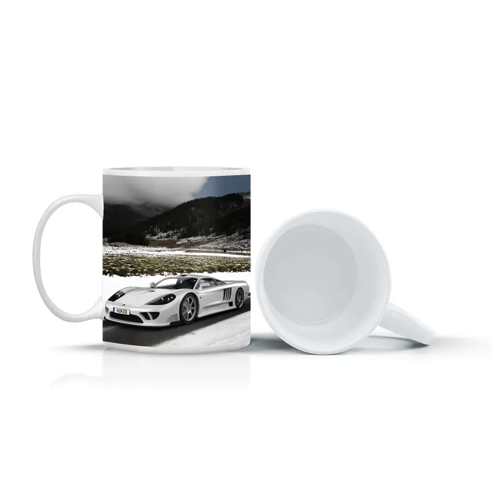 Saleen S7 White Supercar Snowy Road – Mugs
