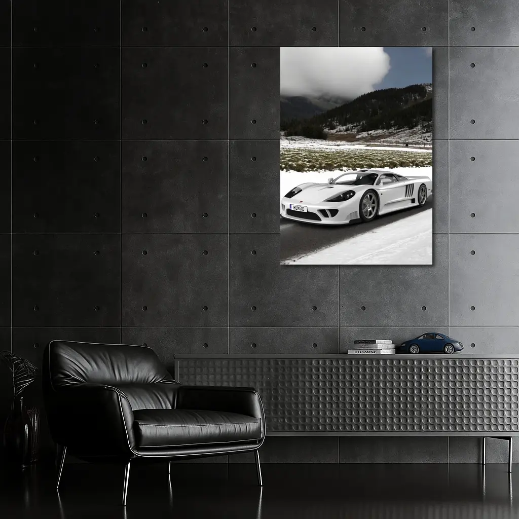 Saleen S7 White Supercar Snowy Road – Wall Art