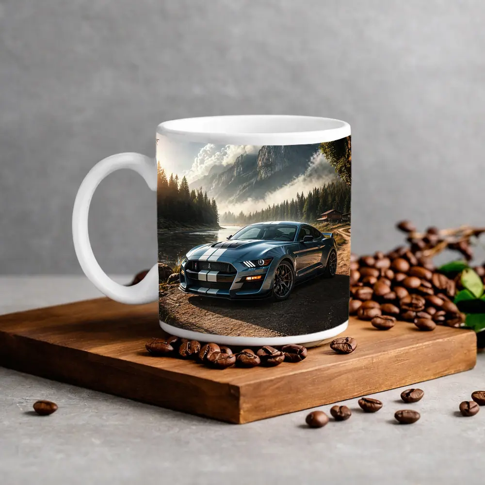 Ford Mustang Shelby GT500 Mountain Forest Scene – Mugs
