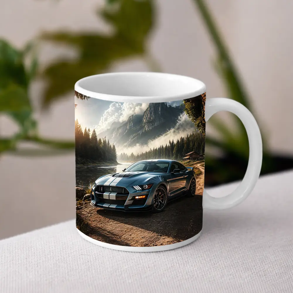 Ford Mustang Shelby GT500 Mountain Forest Scene – Mugs