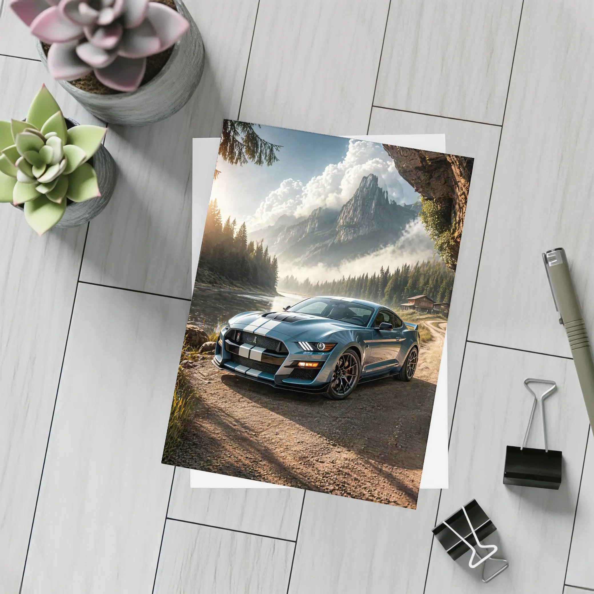 Ford Mustang Shelby GT500 Mountain Forest Scene – Postcards