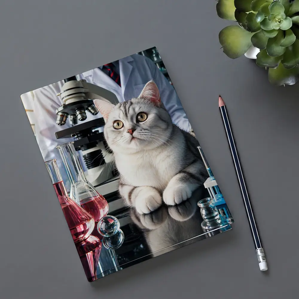 British Shorthair Cat Science Laboratory Setting – Notebooks