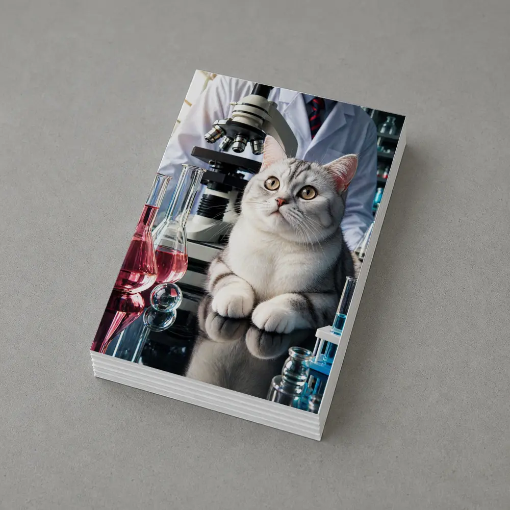 British Shorthair Cat Science Laboratory Setting – Postcards