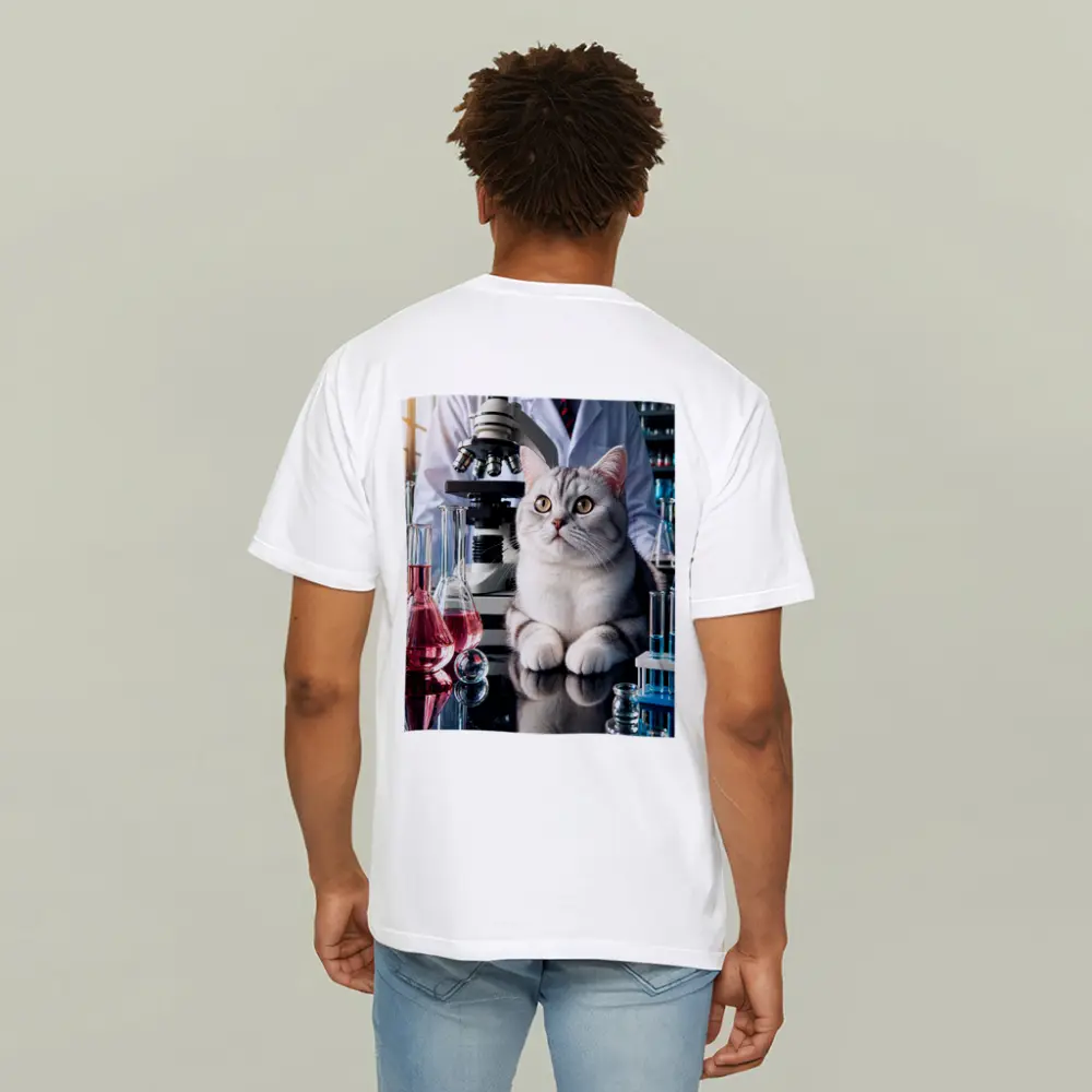 British Shorthair Cat Science Laboratory Setting – T-Shirts
