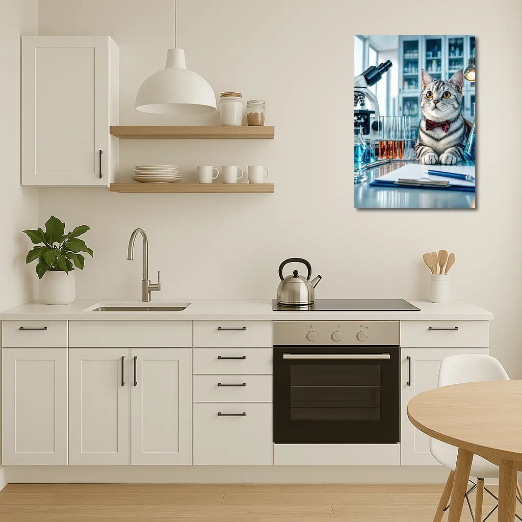 American Shorthair Cat Scientist Laboratory Setting – Wall Art