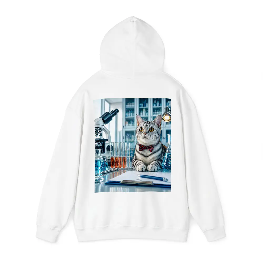American Shorthair Cat Scientist Laboratory Setting – Hoodies