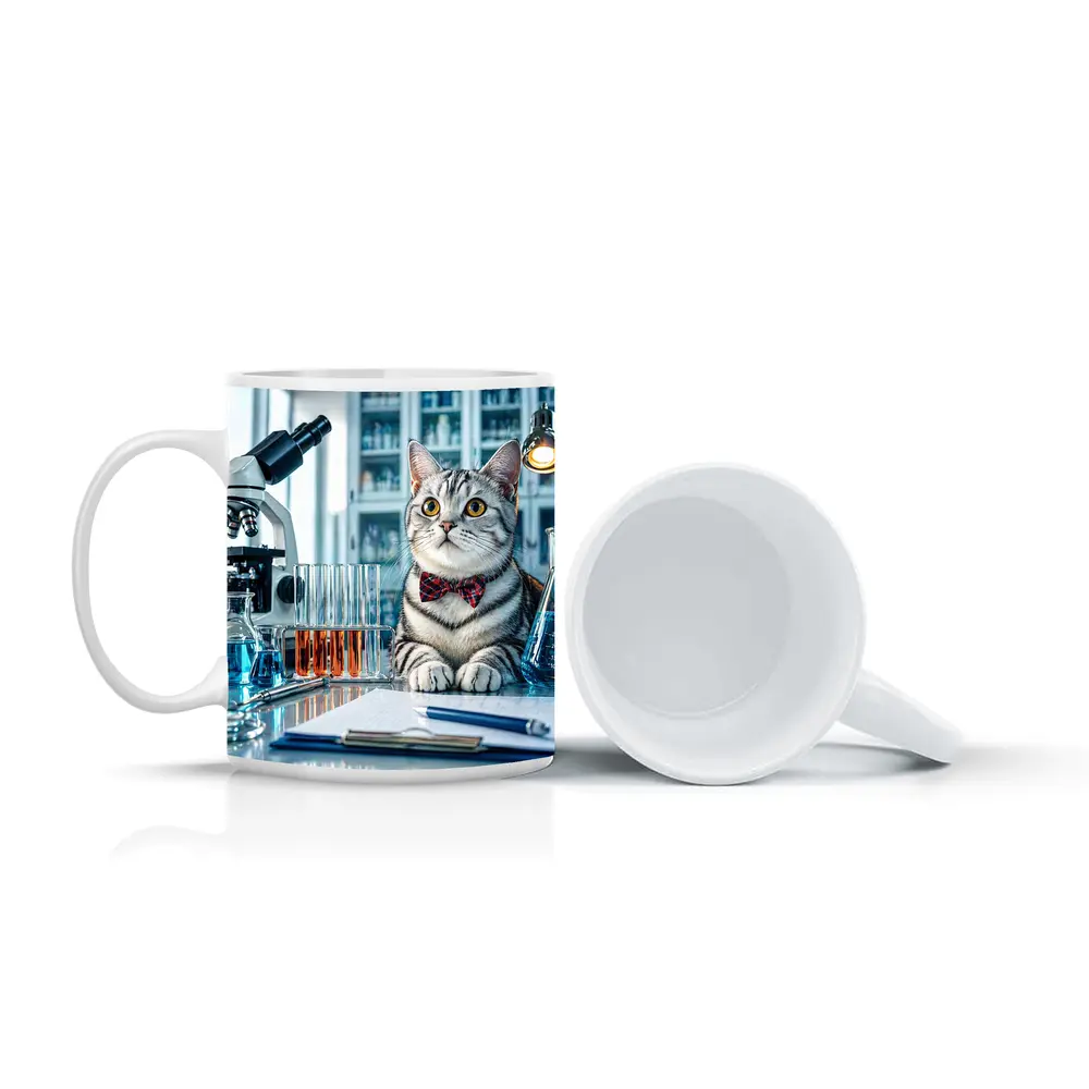 American Shorthair Cat Scientist Laboratory Setting – Mugs