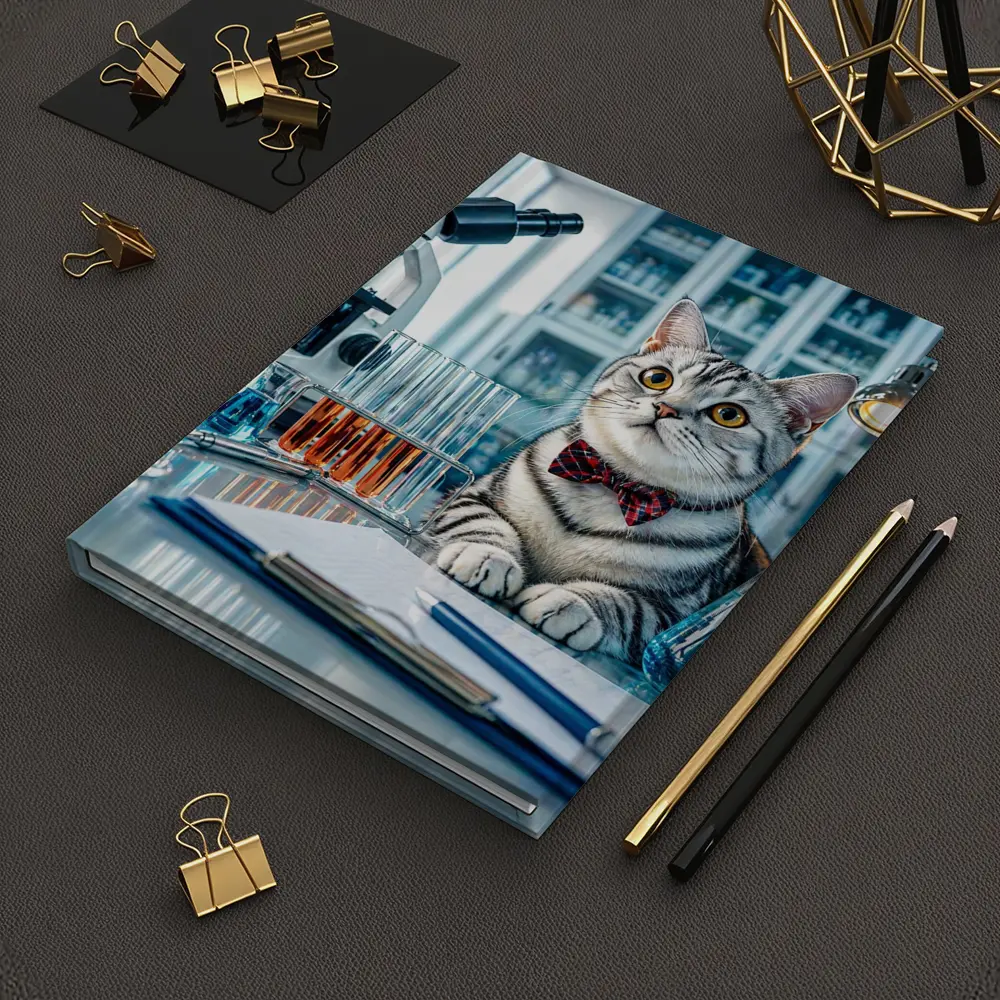 American Shorthair Cat Scientist Laboratory Setting – Notebooks
