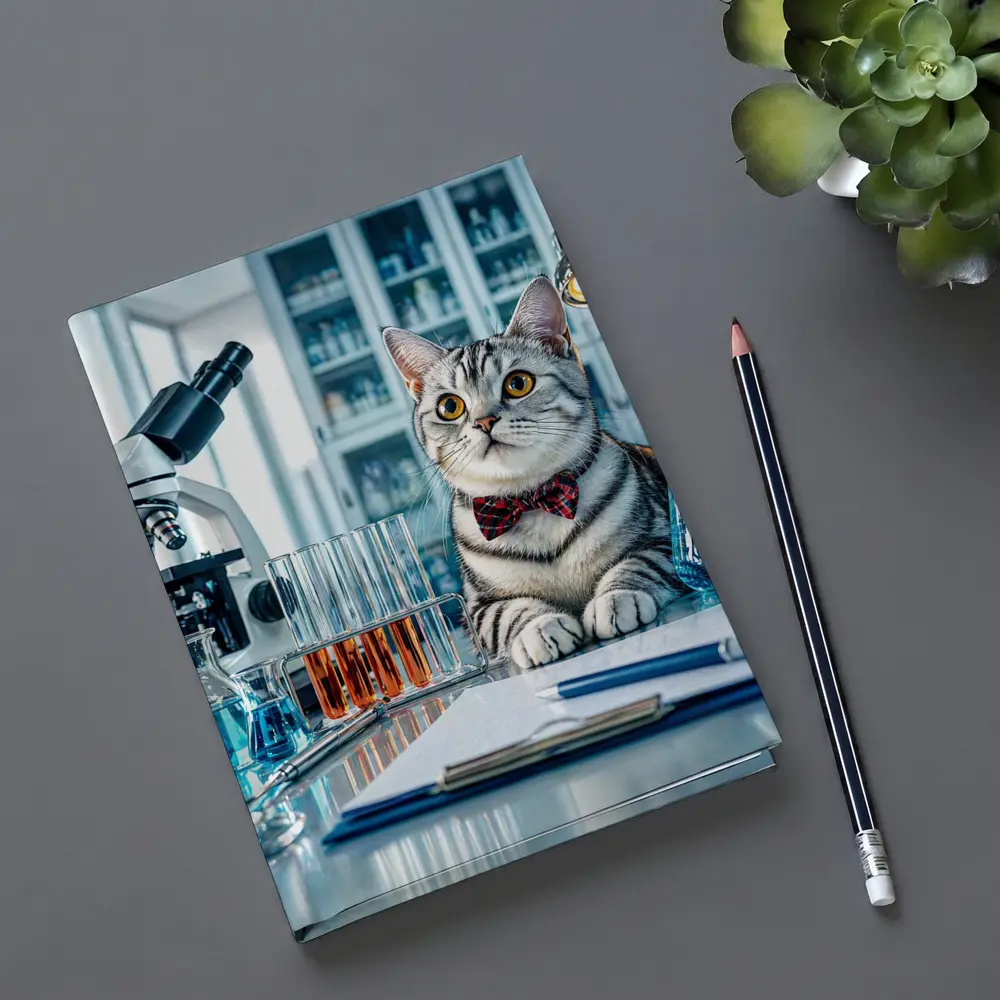 American Shorthair Cat Scientist Laboratory Setting – Notebooks