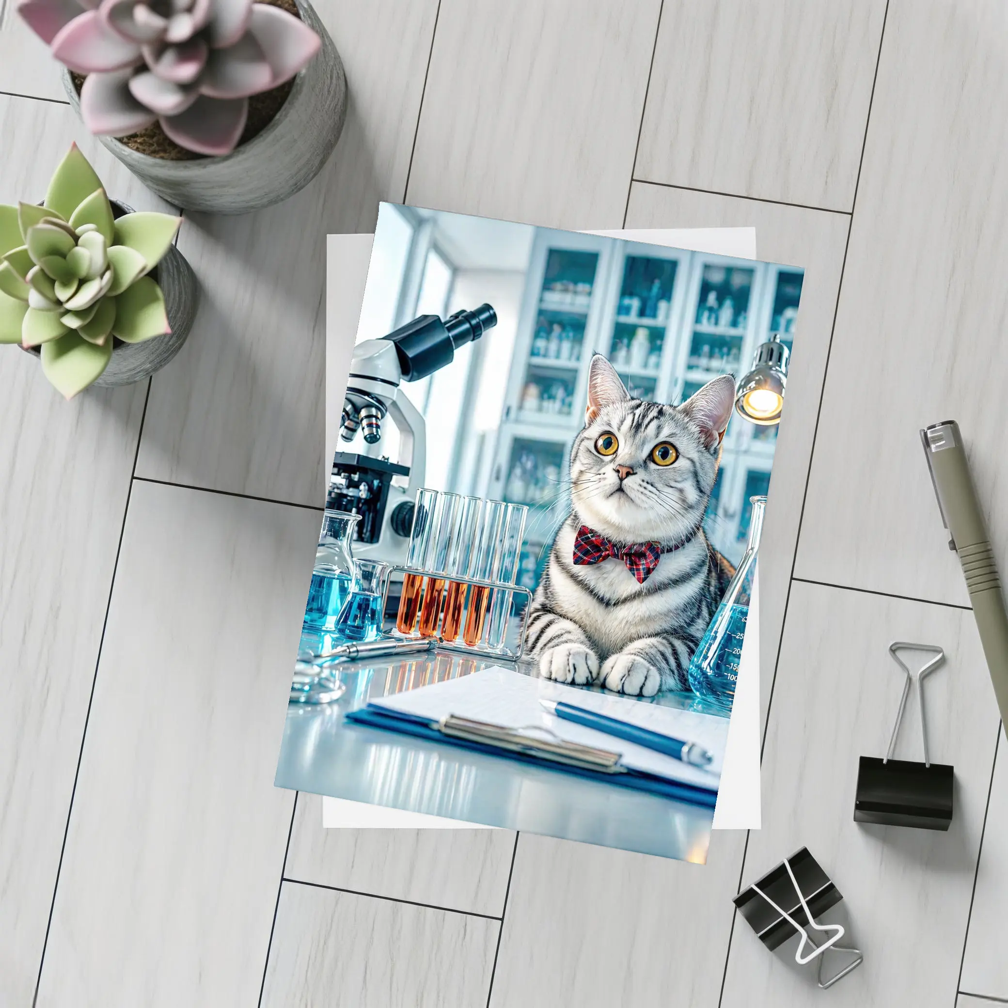 American Shorthair Cat Scientist Laboratory Setting – Postcards