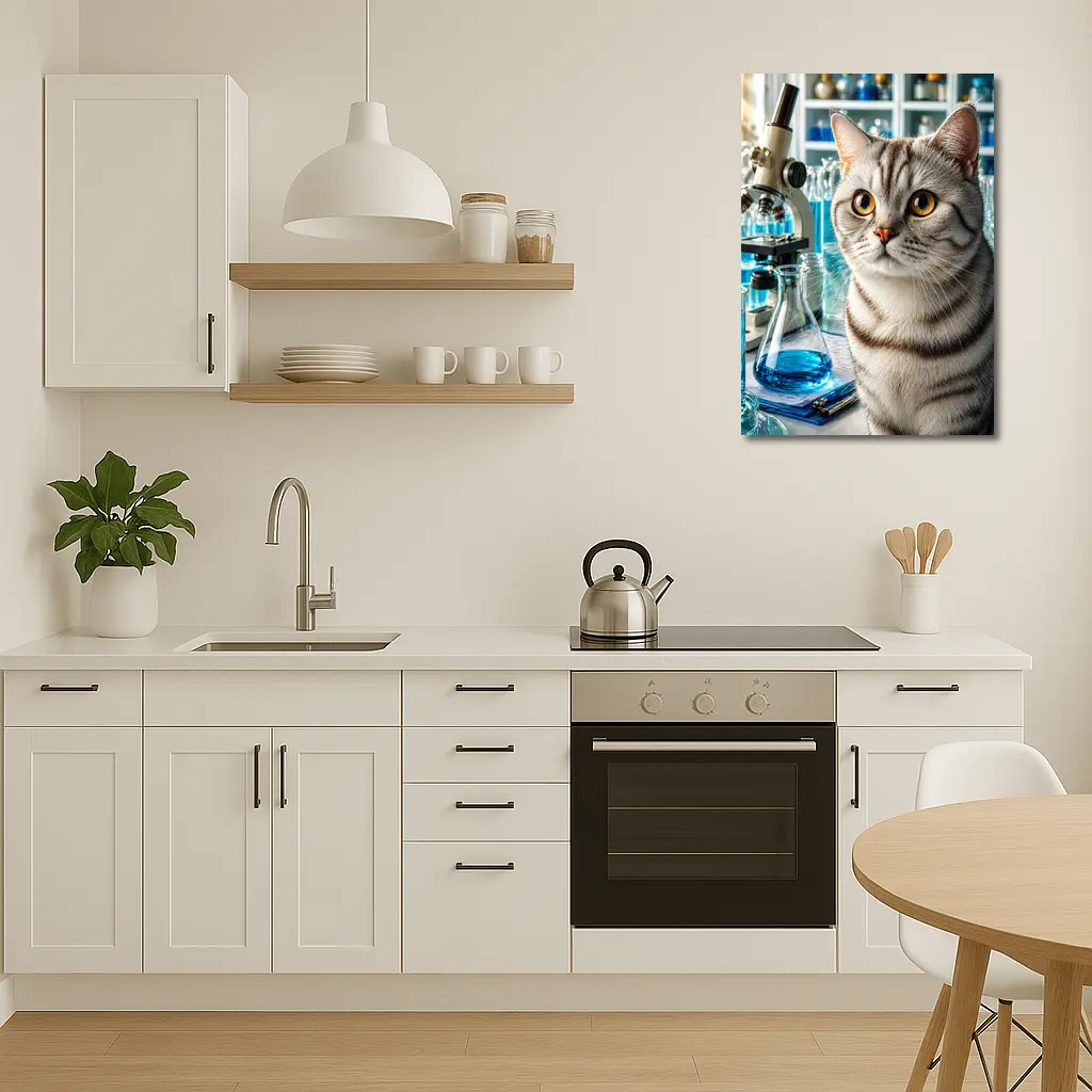 American Shorthair Cat Science Laboratory Setting – Wall Art