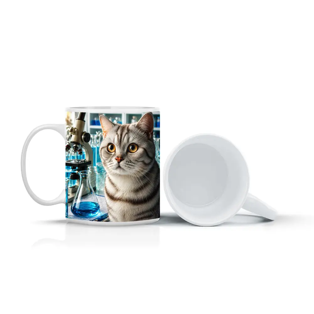 American Shorthair Cat Science Laboratory Setting – Mugs