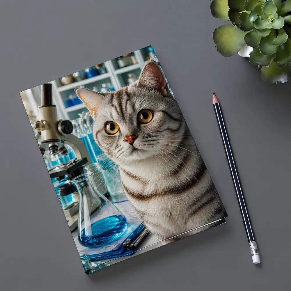American Shorthair Cat Science Laboratory Setting – Notebooks