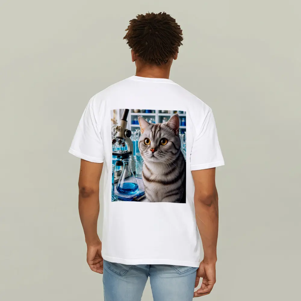 American Shorthair Cat Science Laboratory Setting – T-Shirts