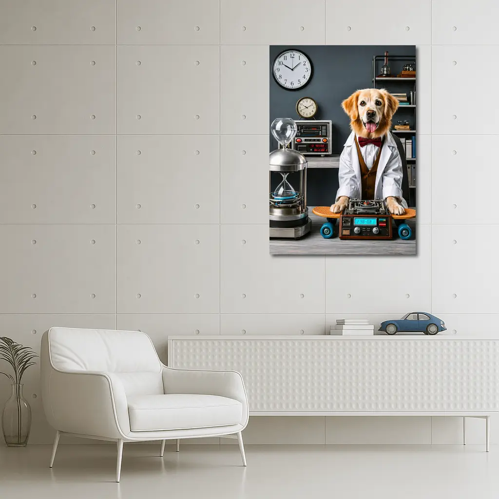 Golden Retriever Scientist Dog Laboratory Setting – Wall Art
