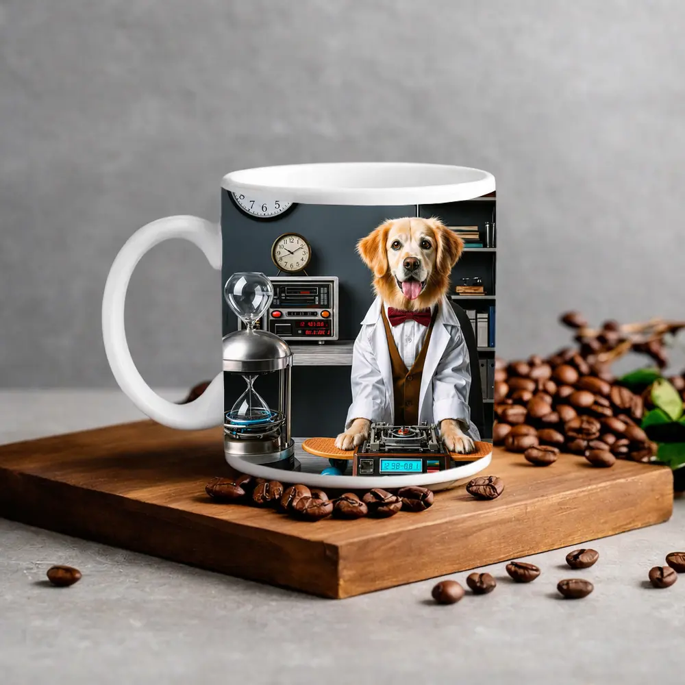 Golden Retriever Scientist Dog Laboratory Setting – Mugs