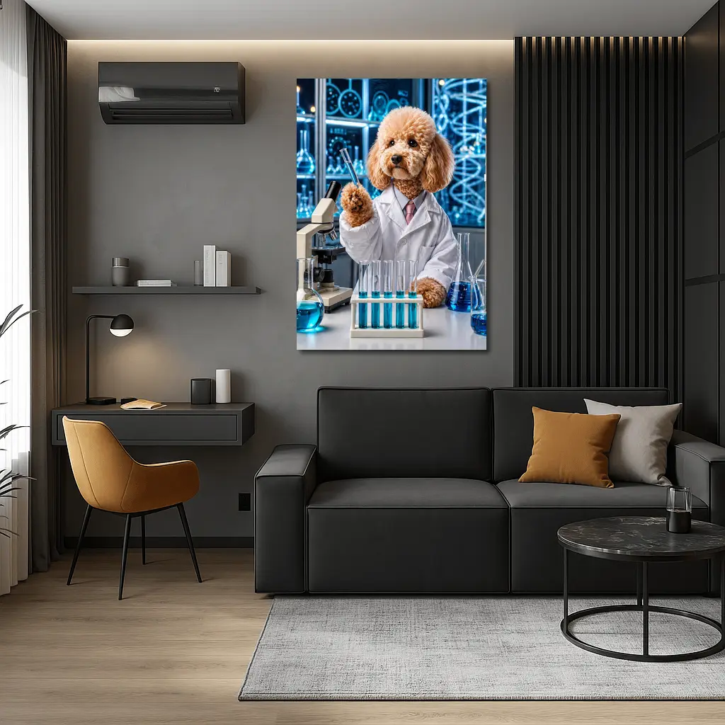 Poodle Scientist In High Tech Laboratory – Wall Art