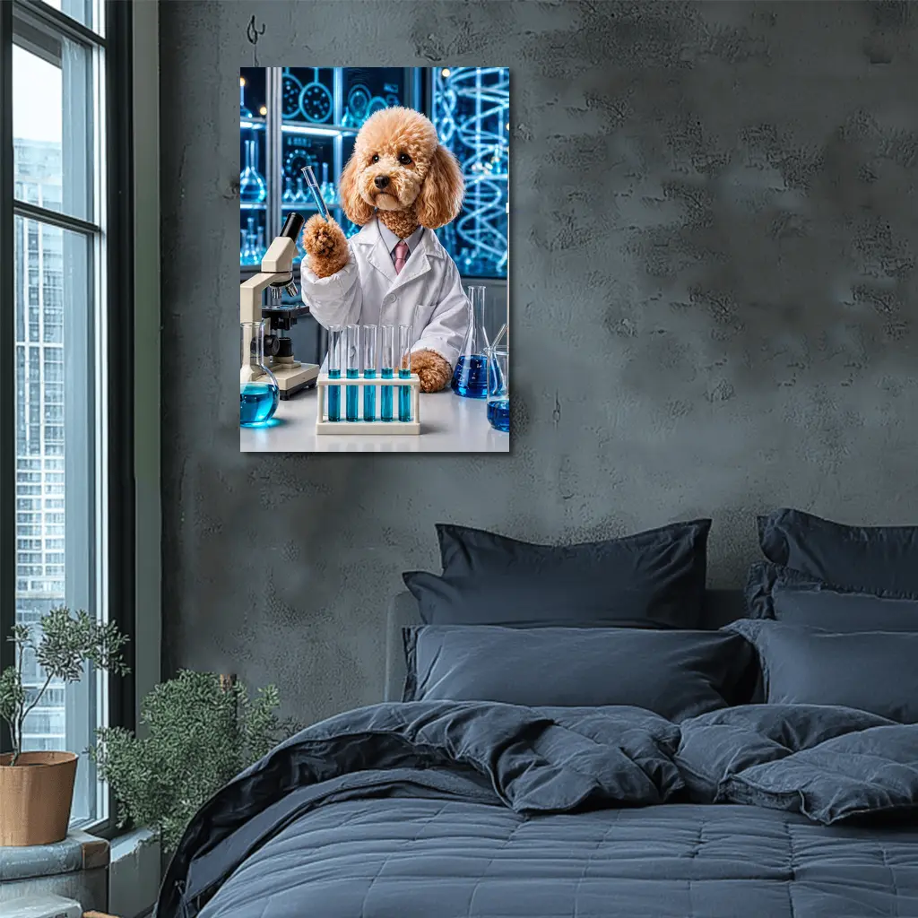 Poodle Scientist In High Tech Laboratory – Wall Art