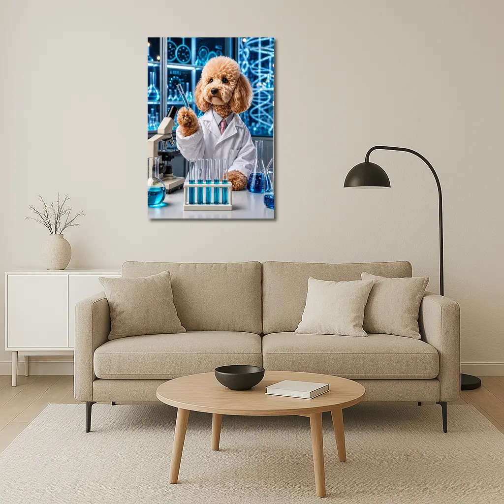 Poodle Scientist In High Tech Laboratory – Wall Art