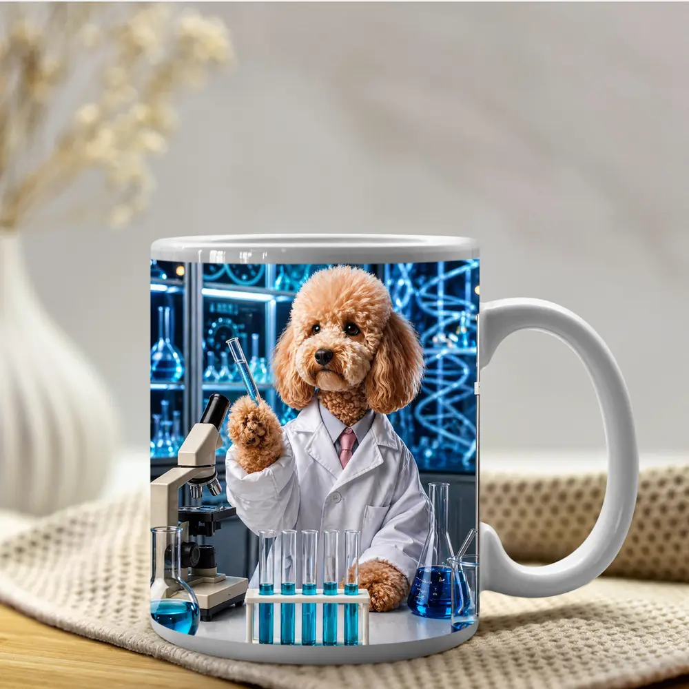 Poodle Scientist In High Tech Laboratory – Mugs