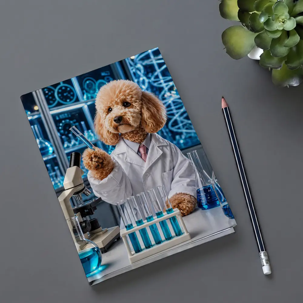 Poodle Scientist In High Tech Laboratory – Notebooks