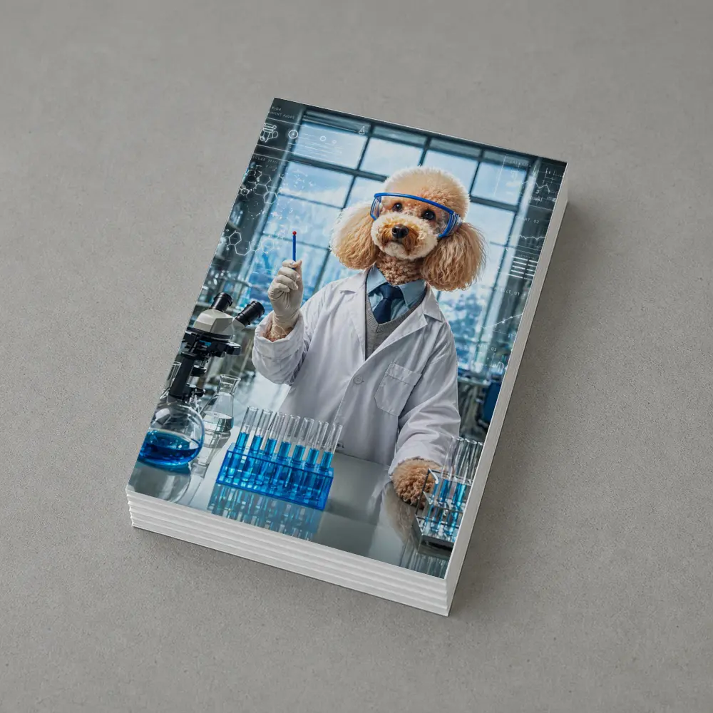 Poodle Scientist In Laboratory With Blue Flasks – Postcards