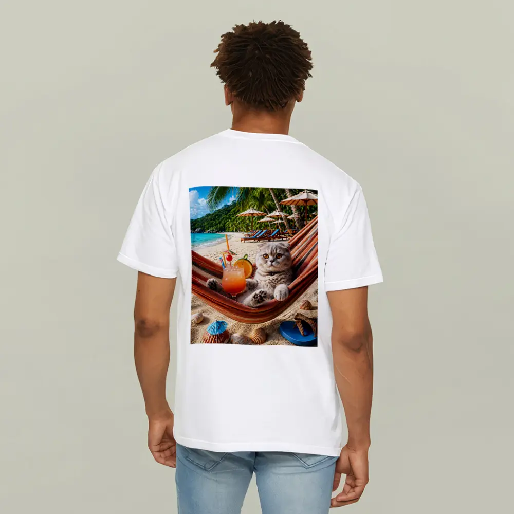 Scottish Fold Cat Relaxing Beach Hammock Cocktail – T-Shirts