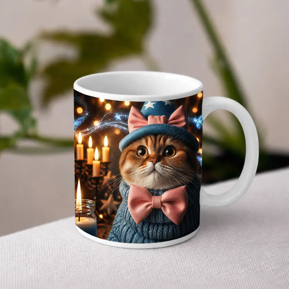 Scottish Fold Cat Wizard Hat Candles Magic – Mugs