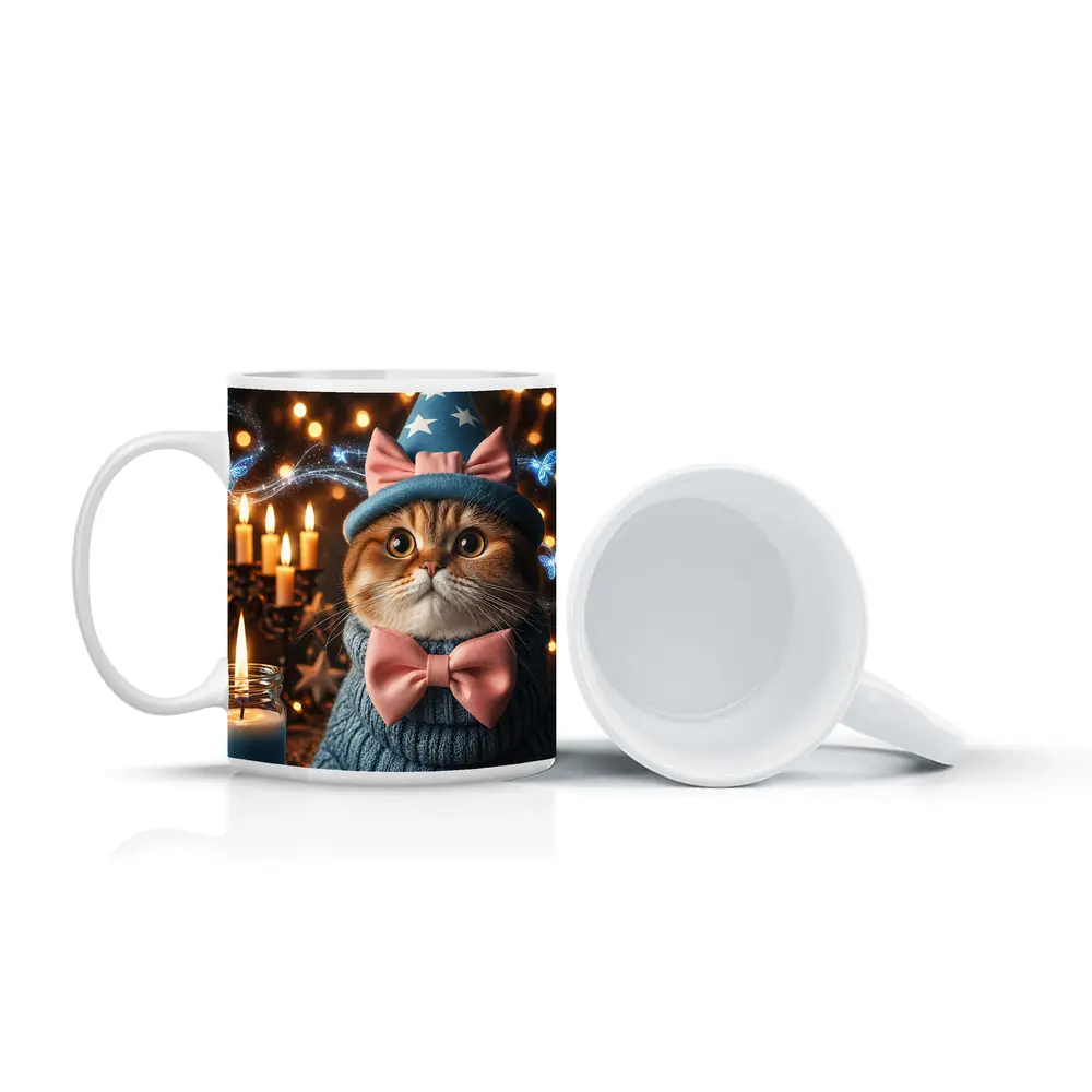 Scottish Fold Cat Wizard Hat Candles Magic – Mugs