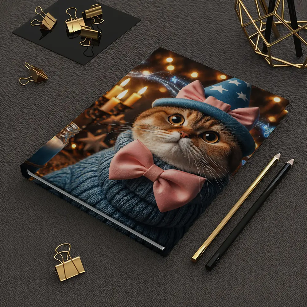 Scottish Fold Cat Wizard Hat Candles Magic – Notebooks