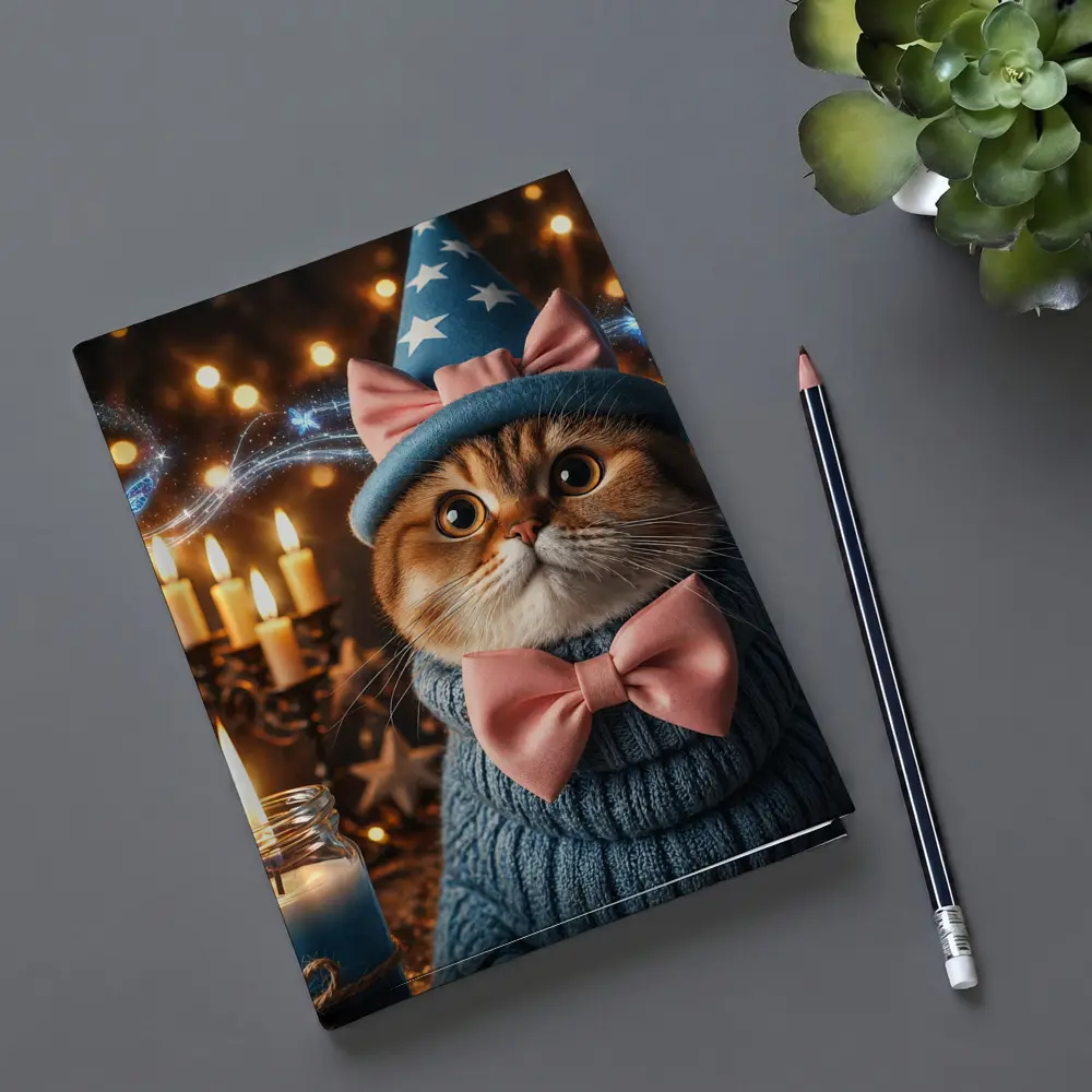 Scottish Fold Cat Wizard Hat Candles Magic – Notebooks