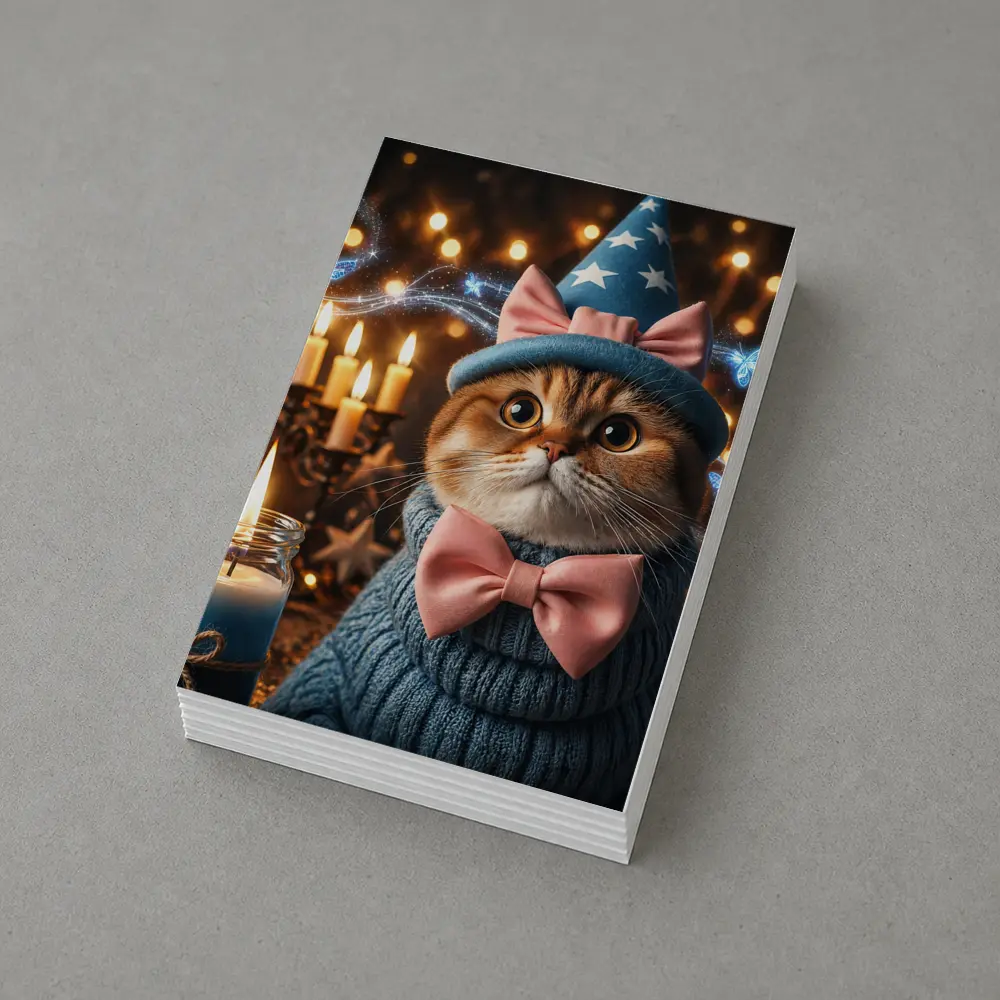 Scottish Fold Cat Wizard Hat Candles Magic – Postcards