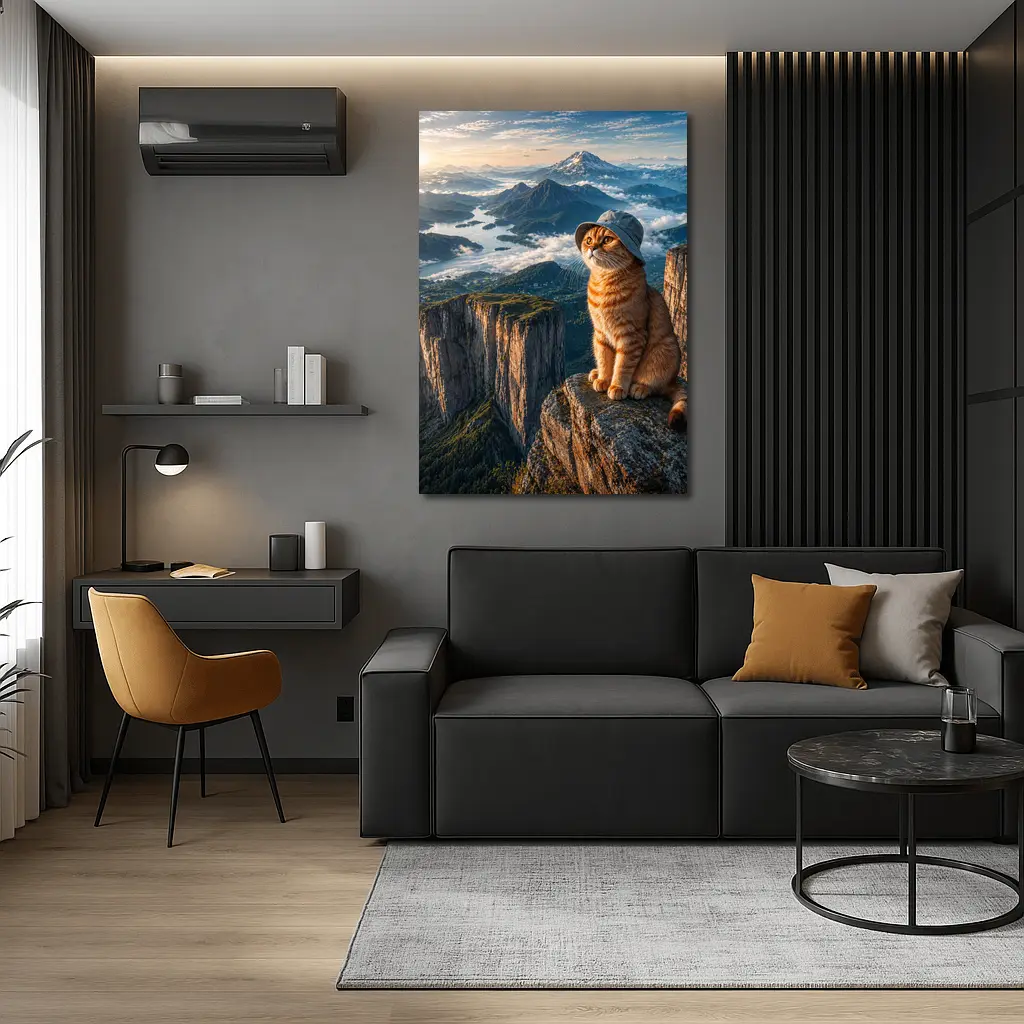 Scottish Fold Cat Mountain Summit Scenic View – Wall Art