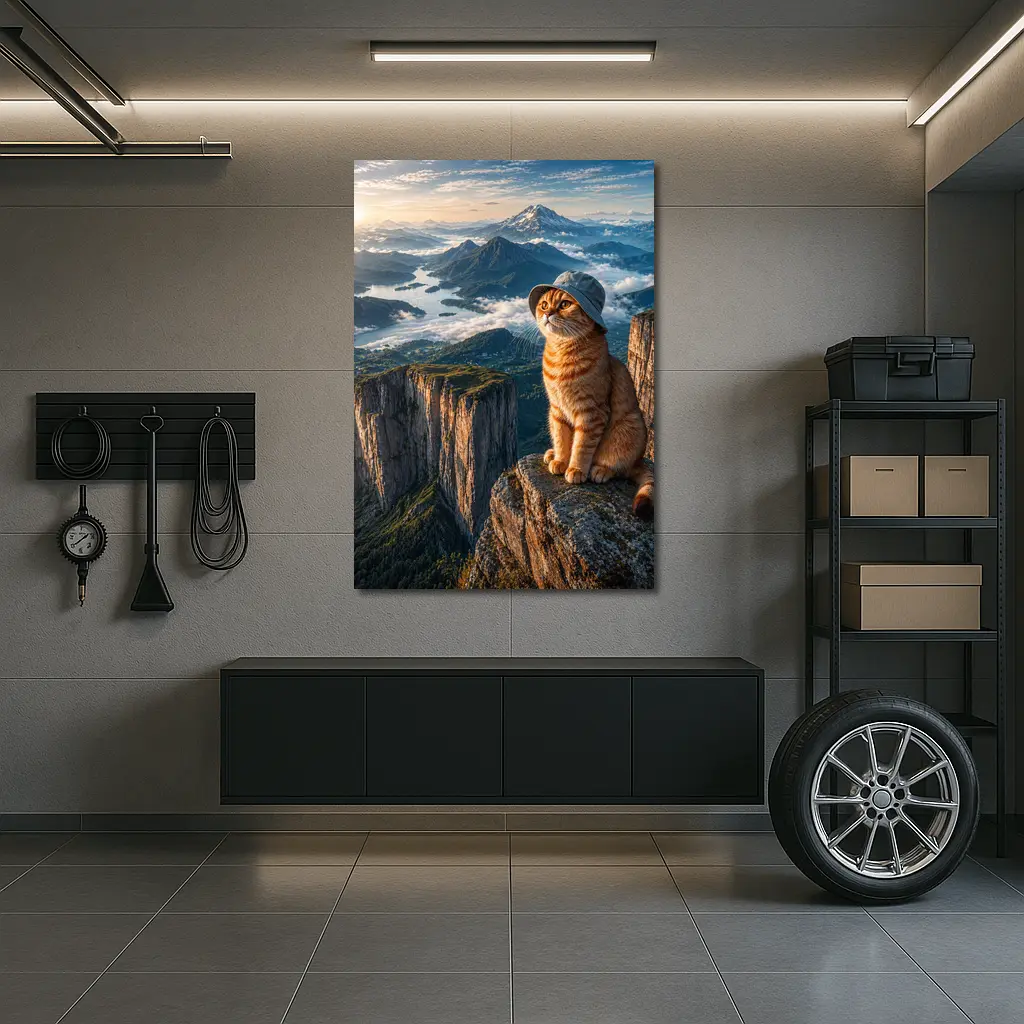 Scottish Fold Cat Mountain Summit Scenic View – Wall Art