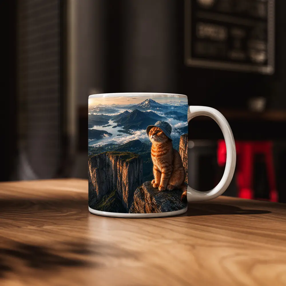 Scottish Fold Cat Mountain Summit Scenic View – Mugs