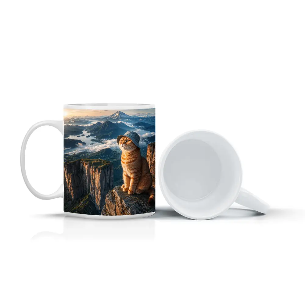 Scottish Fold Cat Mountain Summit Scenic View – Mugs