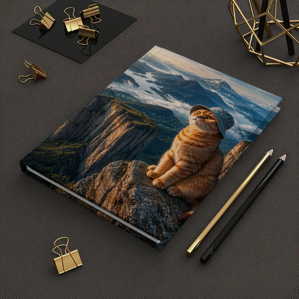 Scottish Fold Cat Mountain Summit Scenic View – Notebooks