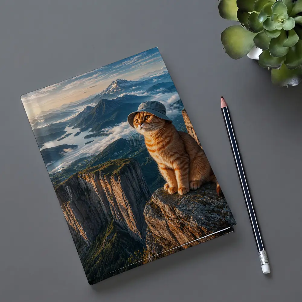 Scottish Fold Cat Mountain Summit Scenic View – Notebooks