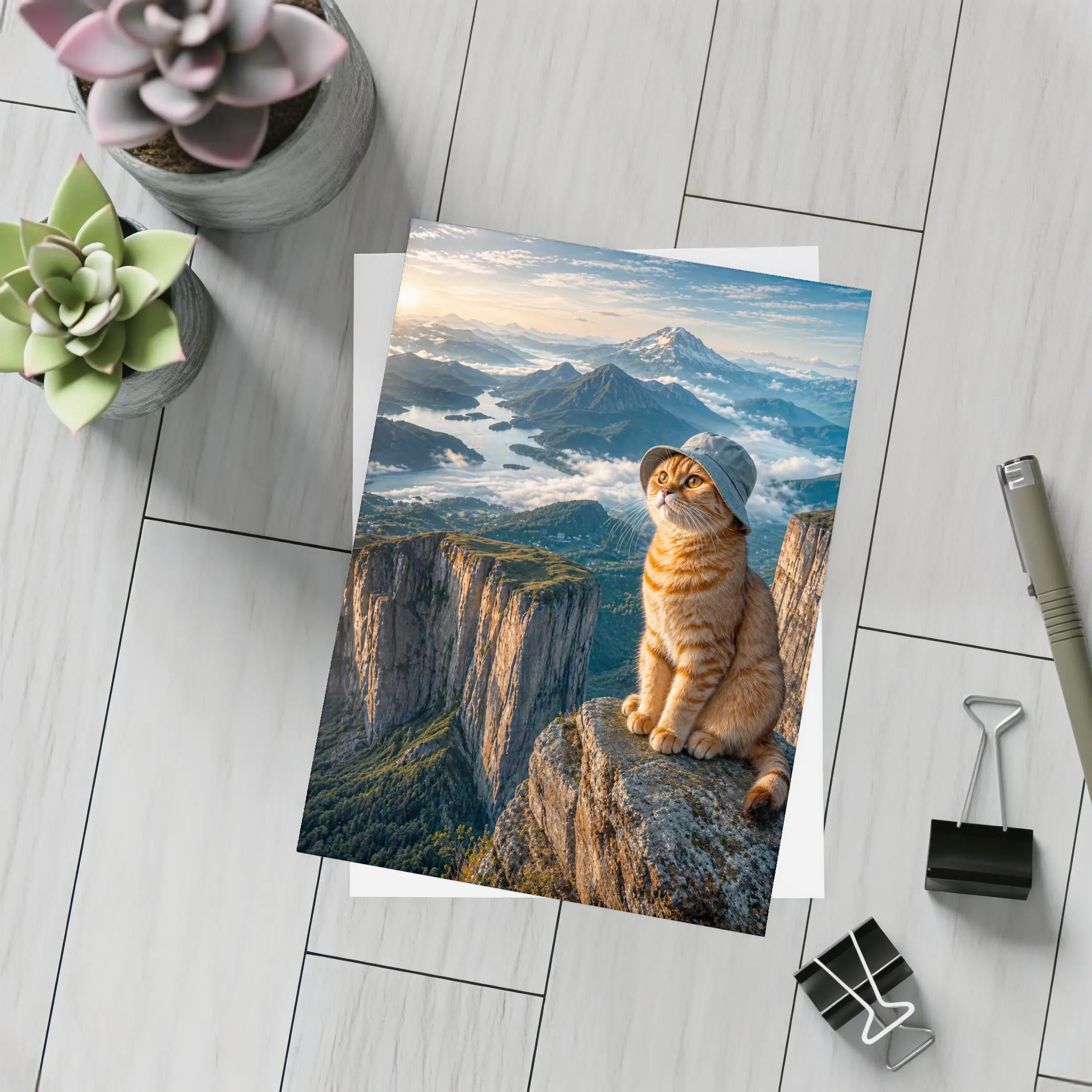 Scottish Fold Cat Mountain Summit Scenic View – Postcards