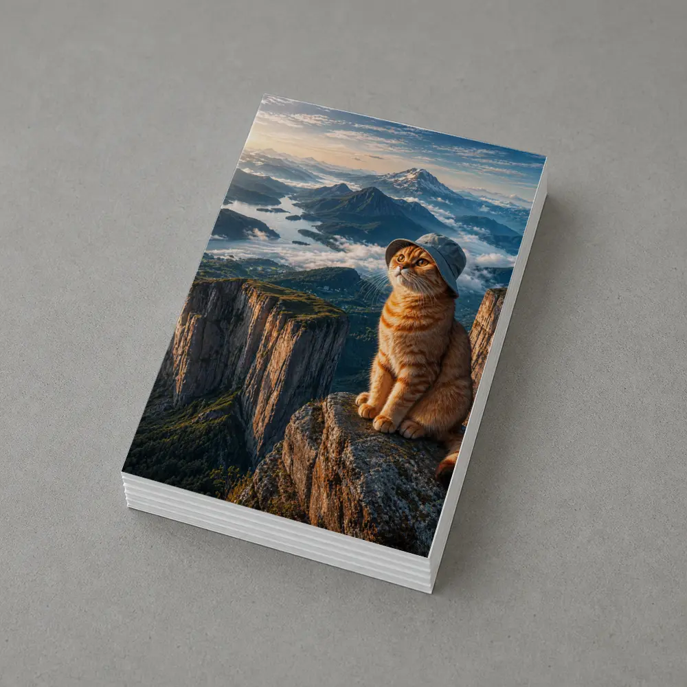 Scottish Fold Cat Mountain Summit Scenic View – Postcards
